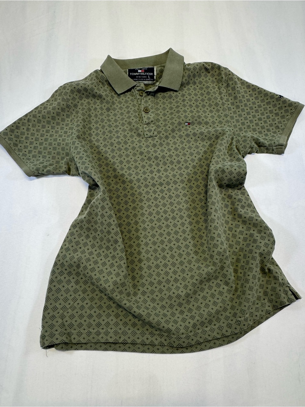 Tommy Hilfiger Olive Green Geometric Print Polo - Picture 5 of 10